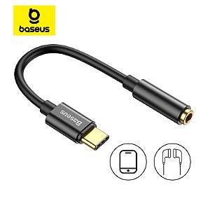 Baseus-Tipo C para 3,5 milímetros fone de ouvido AUX USB C cabo, adaptador de auscultadores