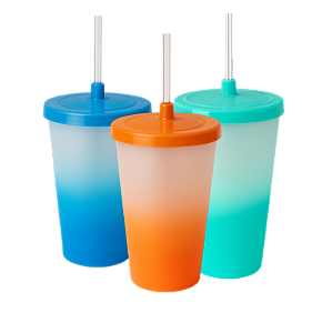 Copos Twister com Tampa e Canudo - Cores Degradê  400ml - Kit Com 50