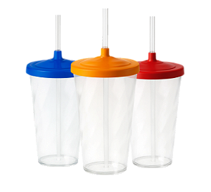 Copos Twister com Tampa e Canudo - Cores Translucidas 400ml - Kit Com 50