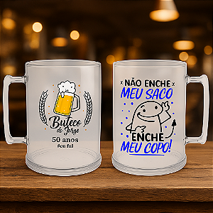 Canecas Chop Translúcidas 400ml Personalizadas - Kit com 50
