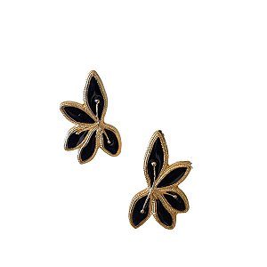 Brincos Meia Flor resinado Folheado a Ouro