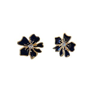Brincos Resinados Flor de Luxo com Strass Folheado a Ouro
