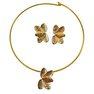 Conjunto Clássico Gold  Aro Choker e Brincos Folheado a Ouro