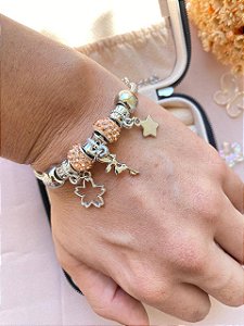 Pulseiras com Berloque Cor Salmão