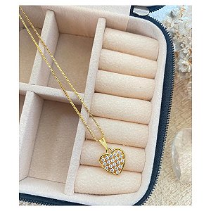 Colar Coração Brilhante Folheado a Ouro