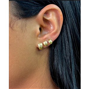 Trio de Brincos Eluary Folheados a Ouro
