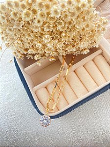 Colar Choker Encanto Reluzente Folheado a Ouro