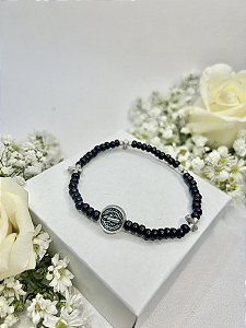Pulseira mini terço com medalha de São Bento