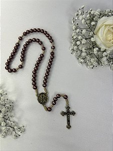 Terço Nossa Senhora Aparecida -  Pérola Marrom