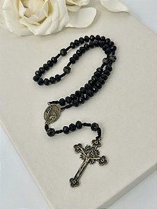 Terço Santa Rita Cristal - Preto