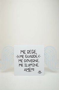 Enfeite de mesa - Oração Anjo da Guarda azul