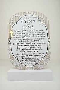 Madeirinha de mesa decorativa Oração do casal