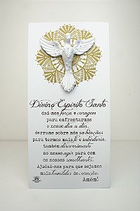 Madeirinha de mesa decorativa com Espírito Santo resina