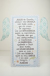 Placa de Mesa  Santo Anjo do Senhor - Azul