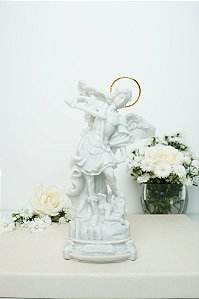 São Miguel Arcanjo - Resina branca 15 cm