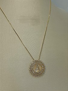 Colar Semijoia Nossa Senhora Aparecida cravejado