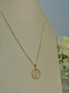 Colar Semijoia Nossa Senhora das Graças estrelado