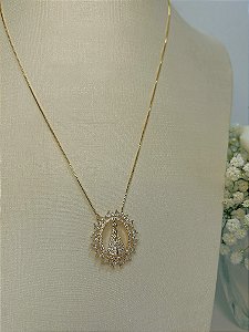 Colar Semijoia Nossa Senhora Aparecida Oval