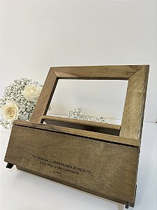 Suporte Bíblia Madeira com Gaveta Decorativo