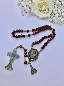 Terço São Carlo Acutis Vermelho Cristal