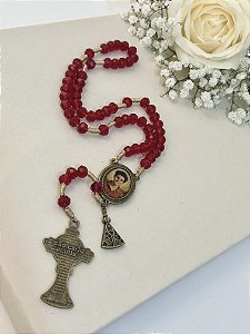 Terço São Carlo Acutis Vermelho Cristal