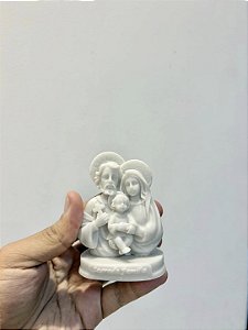 Busto da Sagrada Família em resina branca 10 cm