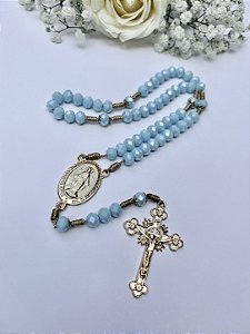Terço Nossa Senhora das Graças Cristal Turquesa