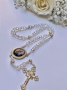 Terço Nossa Senhora de Fátima cristal transparente