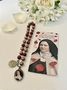 Coroa de Rosas Santa Teresinha 10mm com Folheto