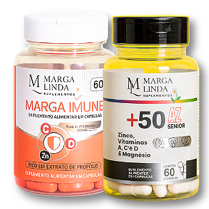 Kit Marga Imune + +50 AZ Sênior – Apoio à Imunidade, Ossos e Articulações (120 cápsulas)