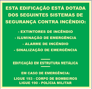 Placa Indicação dos Sistemas na Edificação – M1 C MET