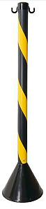 PEDESTAL ZEBRADO COM SUPORTE PARA CORRENTES