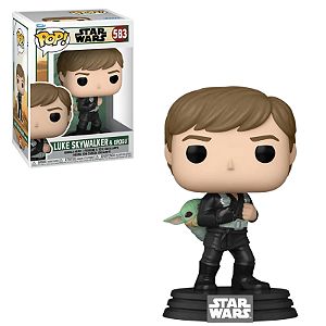 Funko Pop Luke Skywalker e Grogu 583 Mandalorian Star Wars