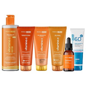 Kit Skincare Vitamina C Clareador Anti-idade Sérum Protetor Facial
