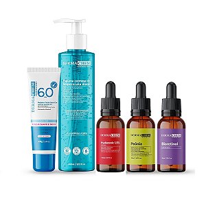 Kit Pele Madura + Super Hidratação com 5 super produtos: Protetor Solar Proteção Total 60 FPS + Sérum Bioretinol + Sérum Peônia + Sérum Hyaluronic 1,5