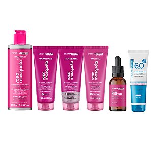 Kit Solução Total Rosa Mosqueta Calmante Adstringente Com Protetor Solar Facial