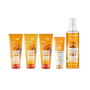 Kit Corporal Completo Body Splash Creme Sabonete Esfoliante Maracuja Com Protetor Facial 85 Fps
