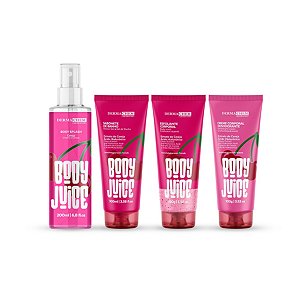 Kit Corporal Completo Body Splash Creme Sabonete Esfoliante Cereja