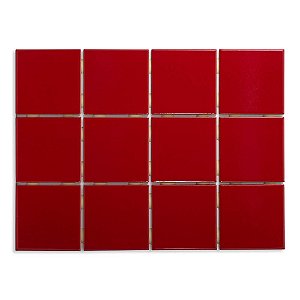 Pastilhas Cerâmicas Vermelho 10X10 cm - Caixa C/ 1,95m²