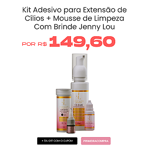Kit Adesivo para Extensão de Cílios + Mousse de Limpeza Com Brinde Jenny Lou
