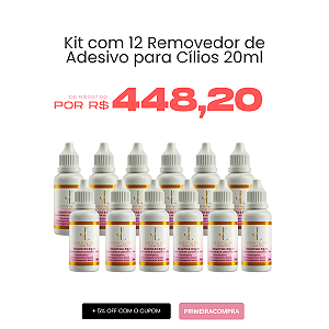 Kit com 12 Removedor De Adesivo Para Cílios 20ml