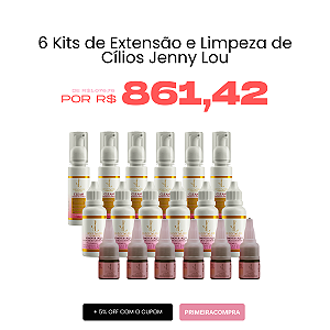 6 Kits de Extensão e Limpeza de Cílios Jenny Lou