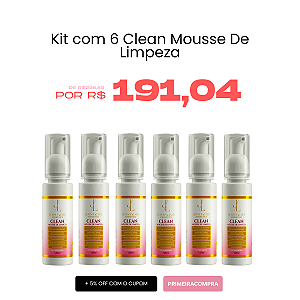 Kit com 6 Clean Mousse De Limpeza Jenny Lou Cosmetics
