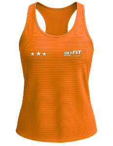 Camiseta Regata Feminina Modelo Nadador Dry-fit LARANJA FLORECENTE para Academia Uniforme SKYFIT