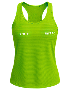 Camiseta Regata Feminina Modelo Nadador Dry-fit VERDE FLUORECENTE para Academia Uniforme SKYFIT