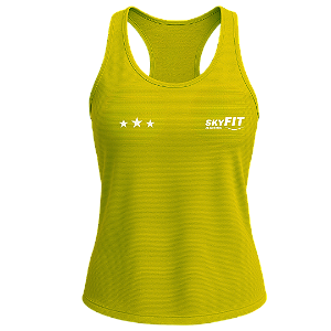 Camiseta Regata Feminina Modelo Nadador Dry-fit AMARELOFLORECENTE para Academia Uniforme SKYFIT Unissex