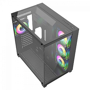 GABINETE GAMER ATX ZEUS PRO GLASS SEM FAN BLACK LIKETEC
