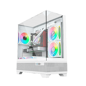 GABINETE GAMER mATX MAHAL SNOW CUBO DESIGN VIDRO LIKETEC