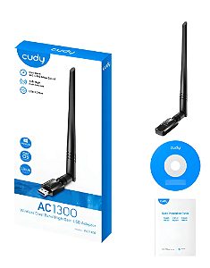 ADAPTADOR WIFI USB DUAL BAND HIGH GAIN AC1300 WU1400 CUDY