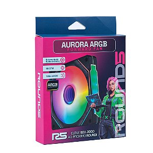FAN 120MM AURORA FORWARD PWM ARGB PRETA ROUND5